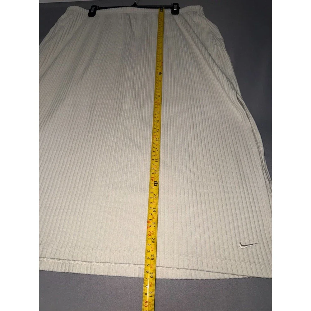 Nike Retro Chill Knit Ribbed Y2k Sporty High-Rise Midi Skirt Off-White Sz 1X